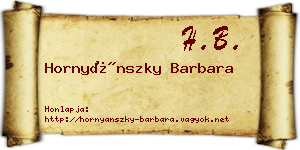 Hornyánszky Barbara névjegykártya